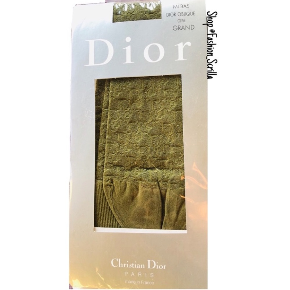 Dior Archive John Galliano Olive Green Diorissimo knee High Sock Stockings Rare - Picture 3 of 10